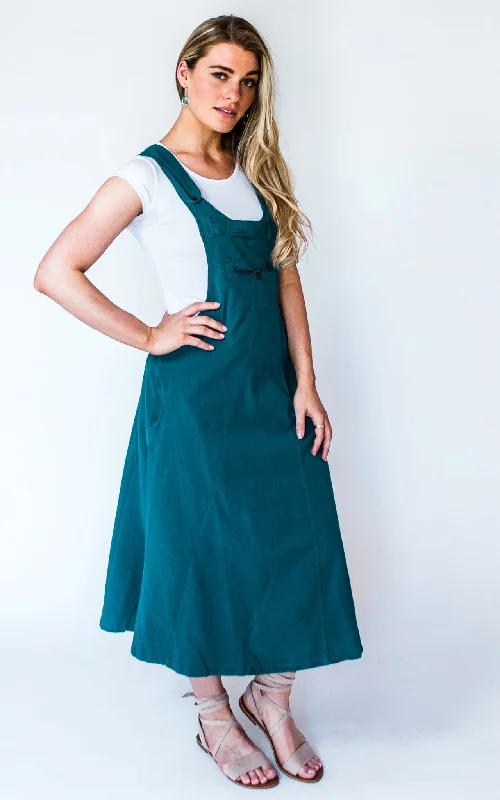 elegant maxi dresses for sale -Dungaree Dress - Turquoise