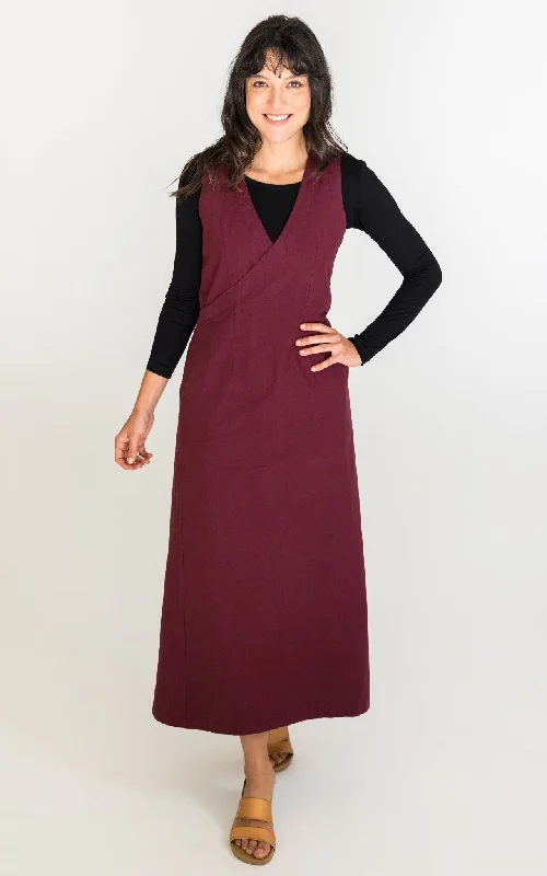 black maxi dresses for events -Tibetan Wrap Dress - Wine