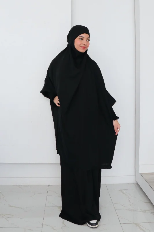 affordable maxi dresses for teens -Madina Two Piece Jilbab/ Prayer set - Black