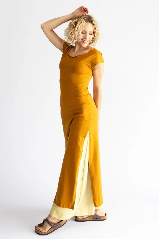 blue maxi dresses for date -Sarita Dress - Turmeric