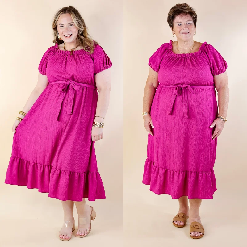 elegant maxi dresses for spring -Fabulous Fusion Maxi Dress with Puff Sleeve in Berry Pink