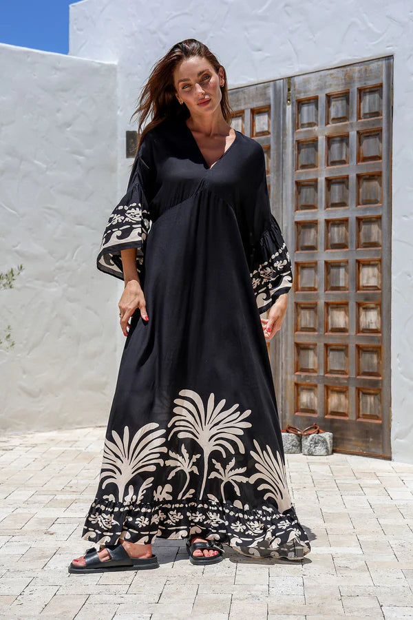 black maxi dresses for teens -Noir Palm Maxi