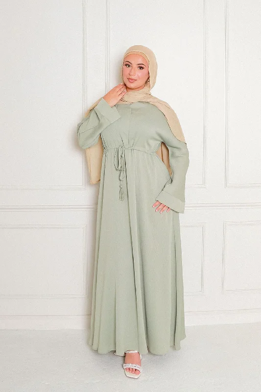 red maxi dresses for teens -Ivy Essential Flare Abaya- Light Sage Green