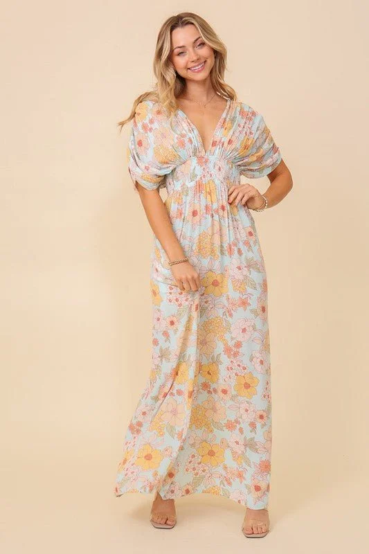 white maxi dresses for party -Floral Maxi Sundress