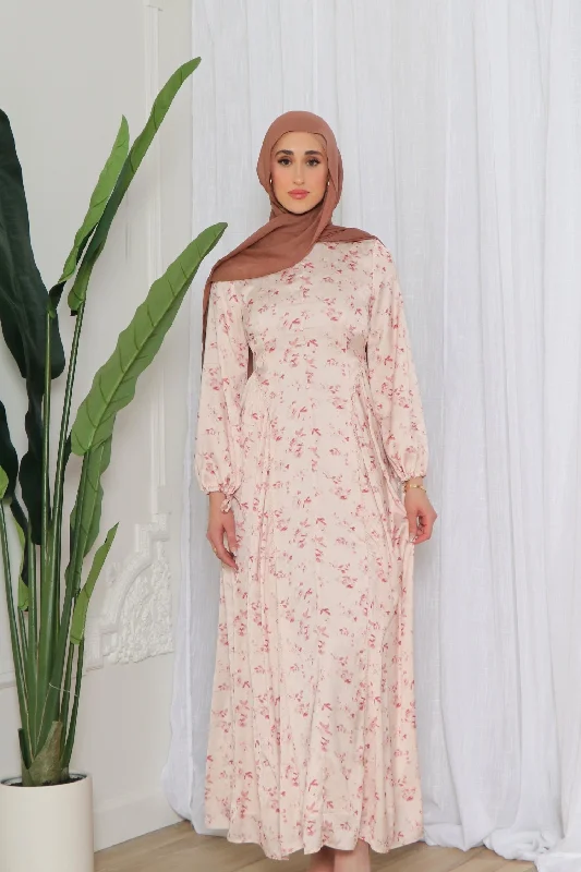 formal maxi dresses for events -Serena Floral Embroidery Dress- Rose