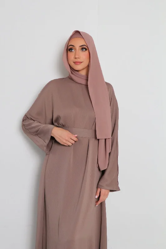 affordable maxi dresses for teens -Rhea Textured Essential Closed Abaya- Mink