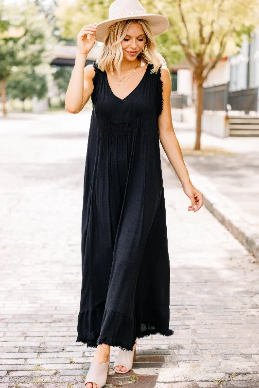 chic maxi dresses for teens -Work On It Black Maxi Dress