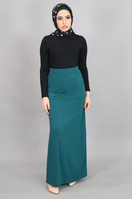 affordable maxi dresses for summer -Teal Spandex Maxi Skirt