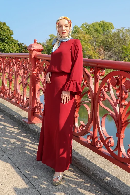 elegant maxi dresses for events -Premium Chiffon Maxi Skirt - Maroon