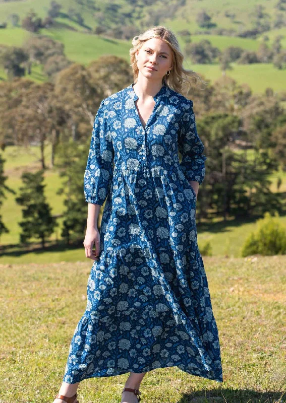 affordable maxi dresses for club -Blue Meadow Tiered Maxi Dress