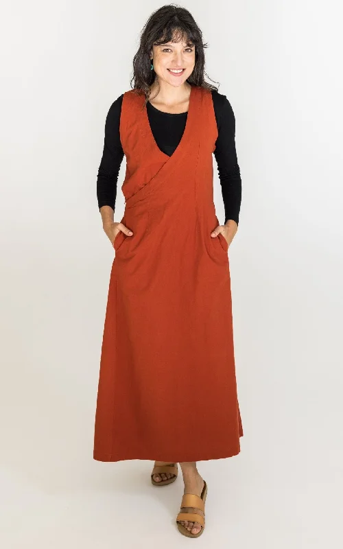 red maxi dresses for date -Tibetan Wrap Dress - Rust