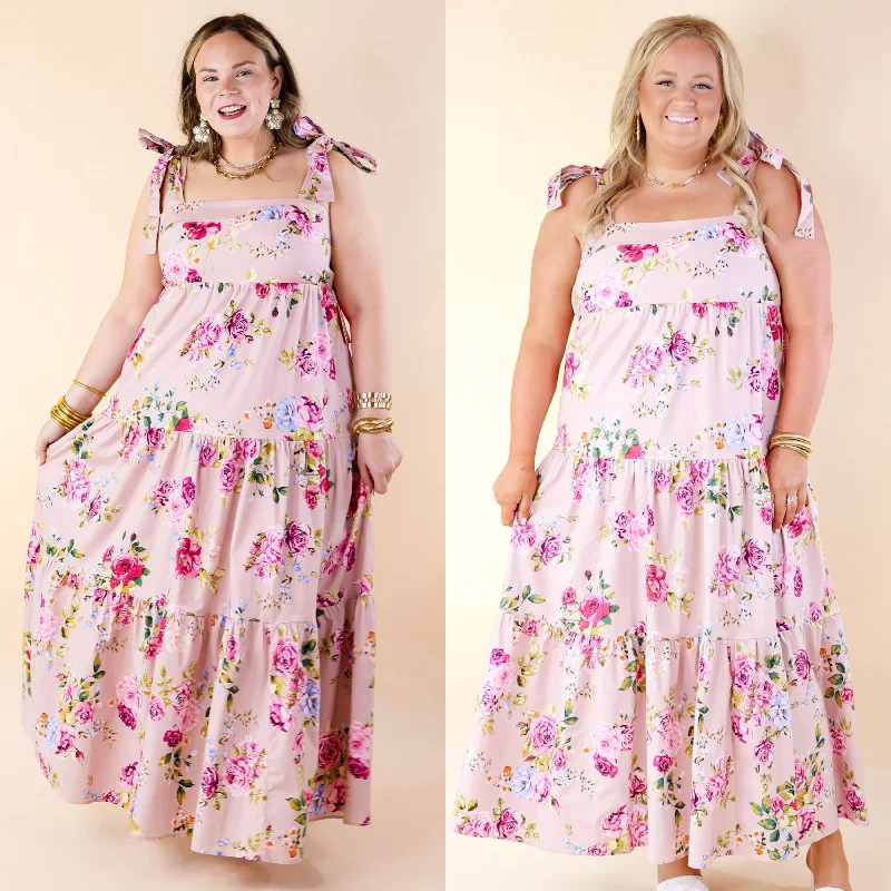 white maxi dresses for summer -BuddyLove | Arlene Tie-Shoulder Maxi Dress in Blushing Pink