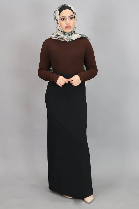 elegant maxi dresses for spring -Black Spandex Maxi Skirt