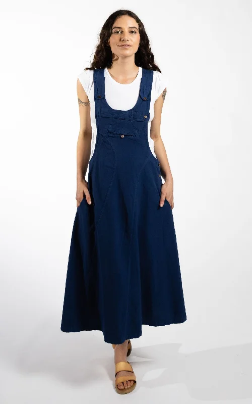 boho maxi dresses for beach -Dungaree Dress - Dark Blue