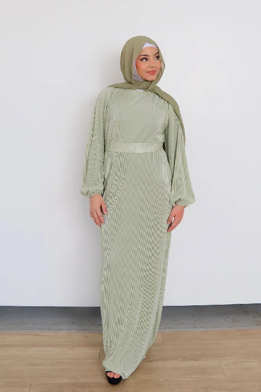 maxi dresses with unique colors -Alice Pleat Dress- Sage Green