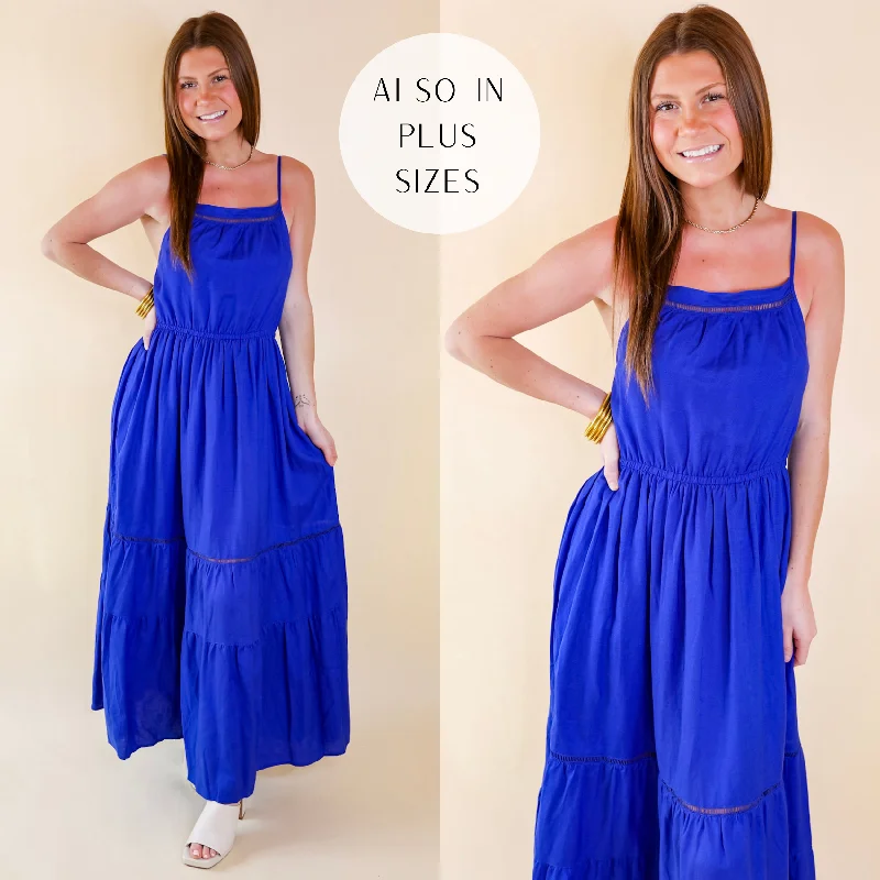 maxi dresses with bold colors -Tranquil Tides Tiered Maxi Dress in Royal Blue