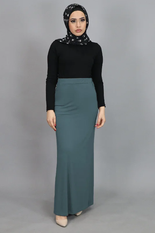 high neck maxi dresses chic -Mint Gray Spandex Maxi Skirt