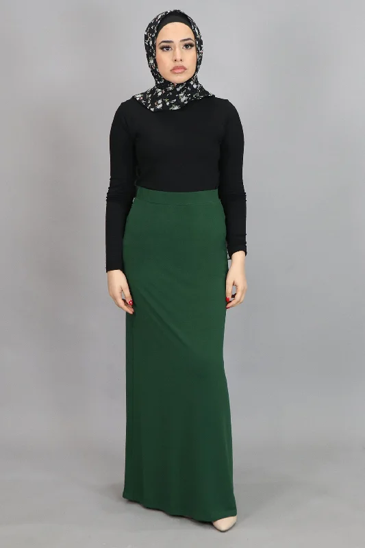 red maxi dresses for nightlife -Hunter Green Spandex Maxi Skirt