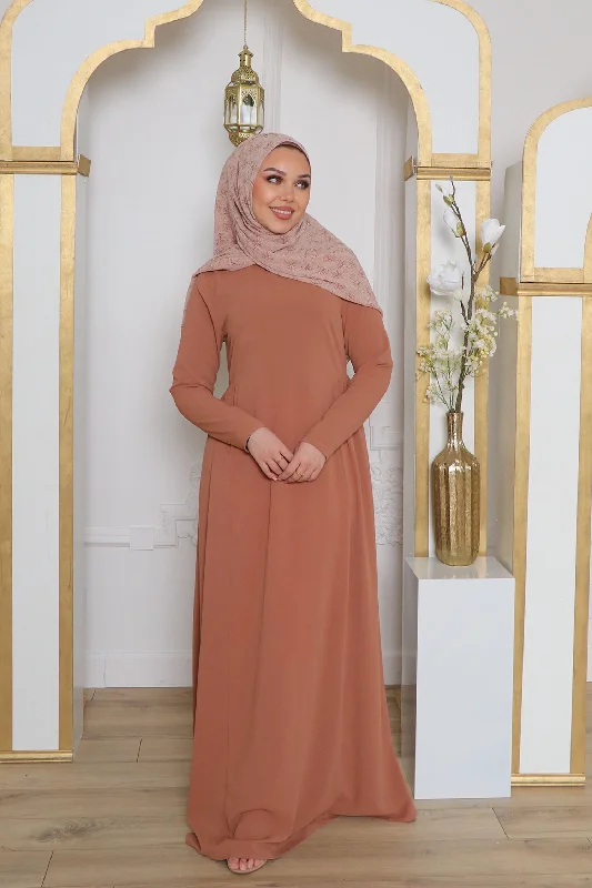 casual maxi dresses for teens -Gia Linen Abaya- Tan