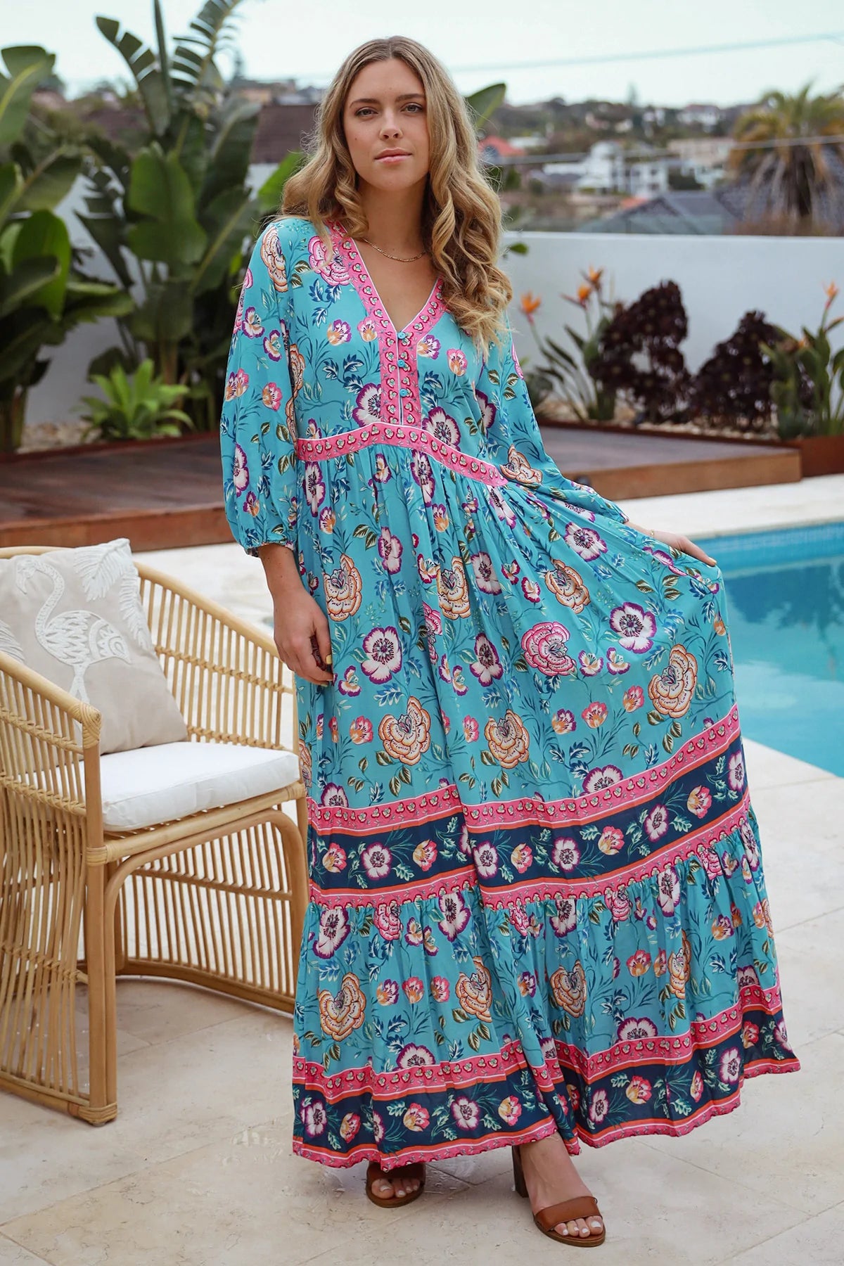 red maxi dresses for teens -Dreamcatcher Blue Delta Bohemian Winter Boho Maxi Dress