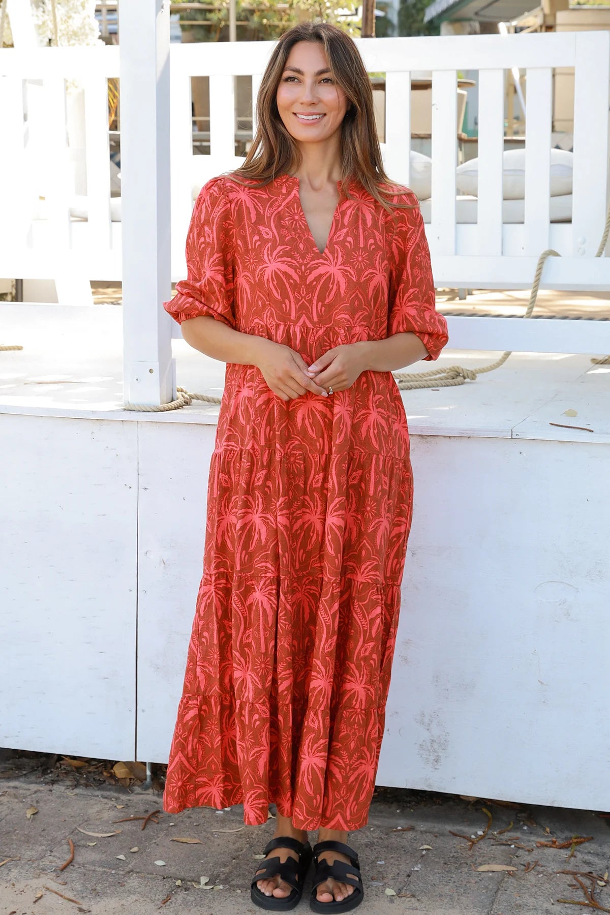 red maxi dresses for club -Zoey Long Sleeve Maxi Dress