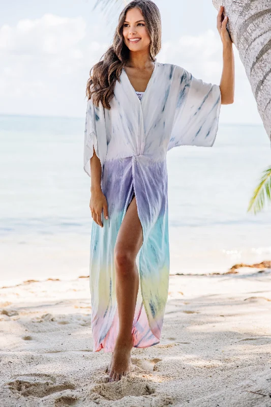 denim maxi dresses for casual -Surf Gypsy: Boho Beauty Lavender Purple Tie Dye Maxi Cover-up