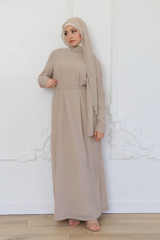 maxi dresses with unique sleeves -Irene Chiffon Dress- Sand