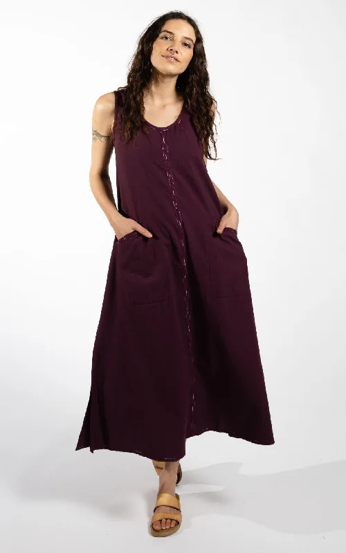 wrap maxi dresses for women -Calliope Dress - Wine