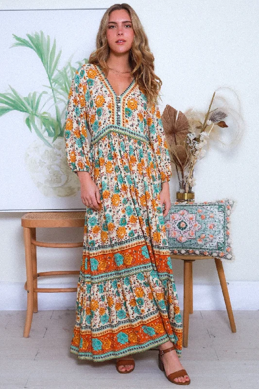 boho maxi dresses for women -Dreamcatcher Freya Bohemian Boho Maxi Dress