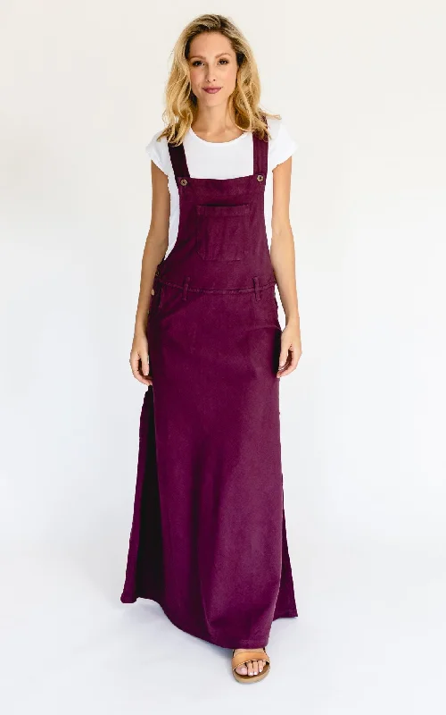 affordable maxi dresses online -Overall Maxi Dress - Wine