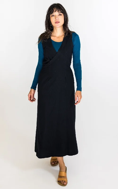 elegant maxi dresses for party -Tibetan Wrap Dress - Black