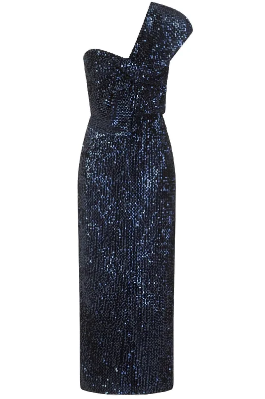 black midi dresses for teens -Velvet Sequin Twisted Detail Midi Dress