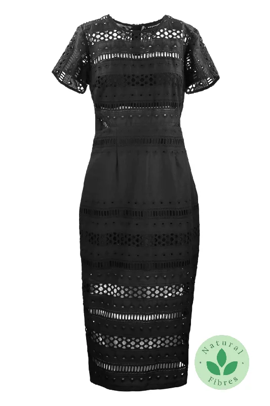 elegant midi dresses for spring -Venice Midi Dress Black