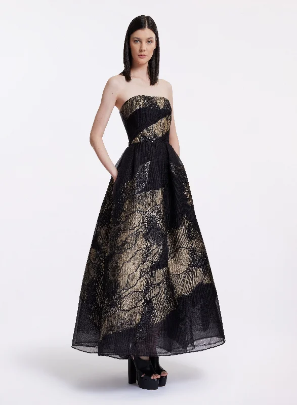 affordable midi dresses for women -Brocade Midi Dress