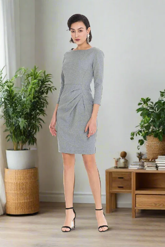 elegant midi dresses for summer -Grey midi dress