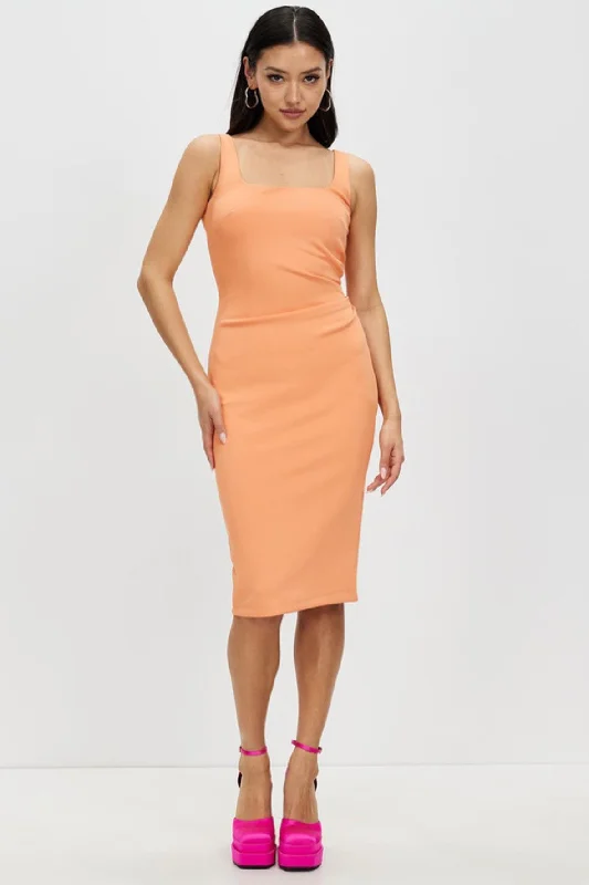 elegant midi dresses for date -Allure Midi Dress In Orange