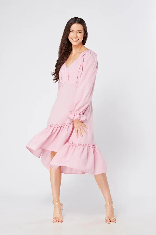 cute midi dresses for spring -Alira Rosy Pink Midi Dress