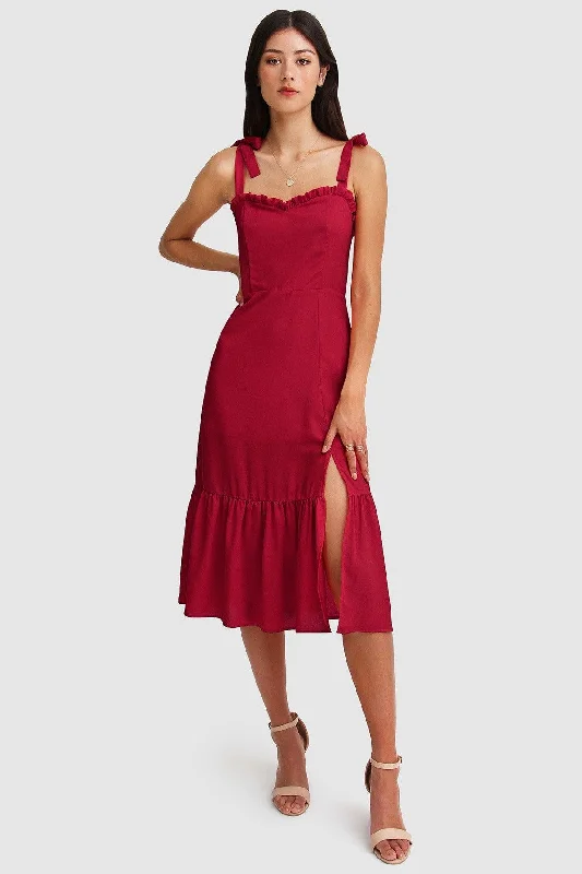 elegant midi dresses for women -Summer Storm Midi Dress in Red