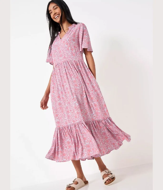 boho midi dresses with patterns -Floral Eva Midi Dress