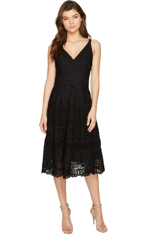 casual midi dresses for women -Laureen Woven Lace Midi Fit and Flare