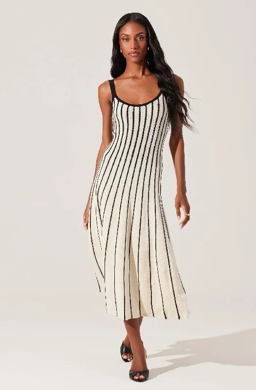 casual midi dresses for teens -Irecia Stripe Sweater Midi Dress