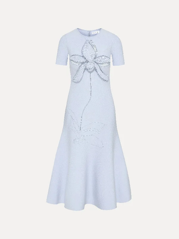 white midi dresses for events -Orchid Embroidered Jacquard Midi Dress