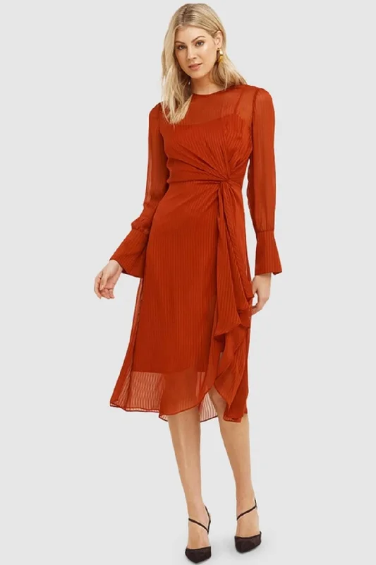 trendy midi dresses for summer -Dustey Long Sleeve Midi Dress