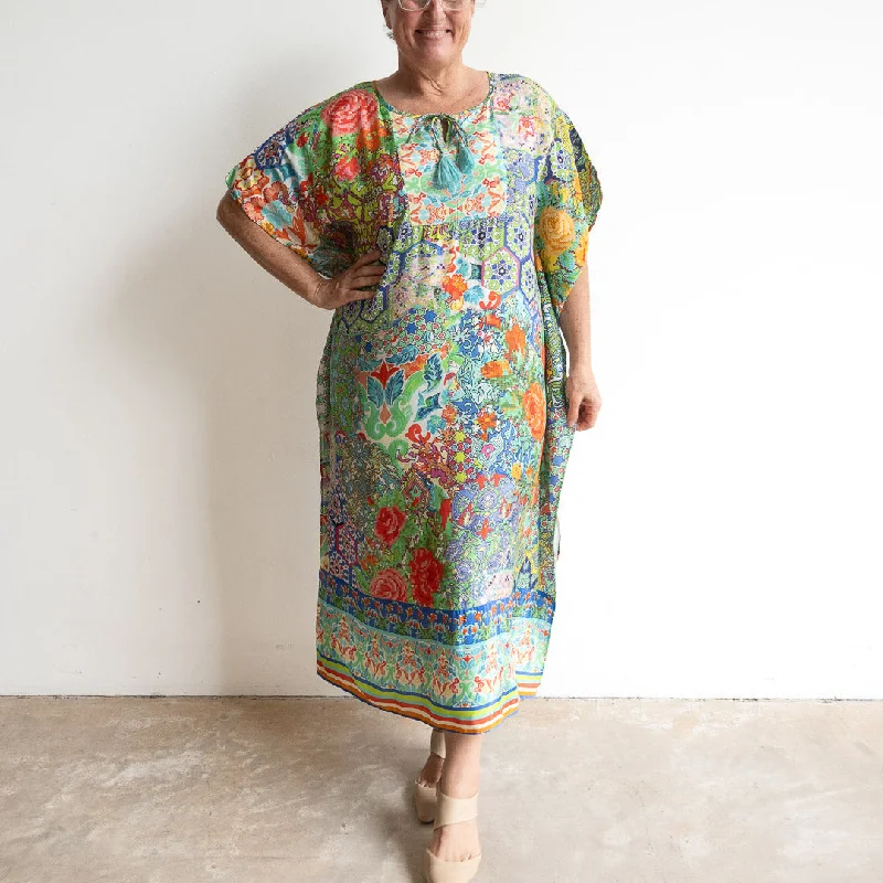 affordable midi dresses for date -Resort Kaftan Midi Dress by Escape - Tara - 72494