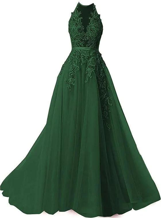 sexy evening dress for date -A-line Prom Dresses Spaghetti Straps Applique Prom Dress Evening Dresses cc415