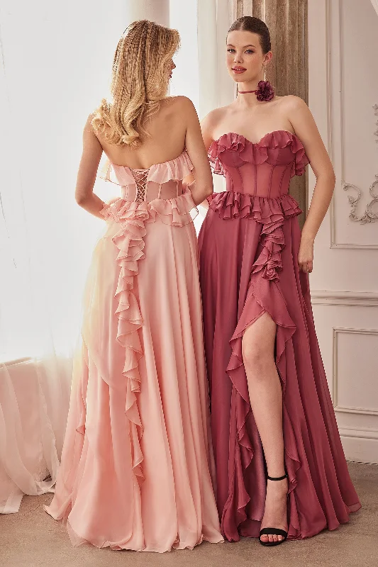 evening dress with chic ruffles -Andrea and Leo A1341 Dress