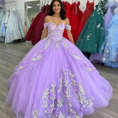 evening dress with bold patterns -Ball Gowns Quinceanera Dresses Princess Beaded Sequin Appliques Lace Prom Gowns c2782