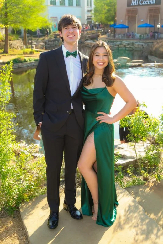 cute evening dress for summer -Dark Green Silk Prom Dress,Senior Prom Gown cc954