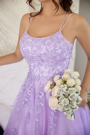 elegant evening dress for events -Elegant Lavender / Yellow A-line Prom Dress c2843