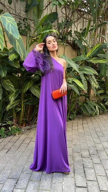 evening dress with chic ruffles -Elegant Purple Long Prom Dress,New Arrival Prom Gown cc547